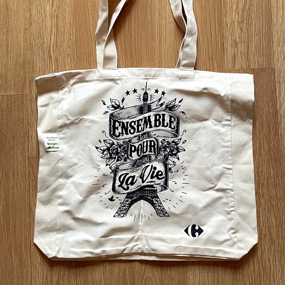 Paris NWT tote bag canvas new shopping “Ensemble pour La Vie” Eifel tower - Picture 5 of 11